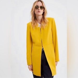 Zara inverted lapel frock coat blazer yellow size XXL new like condition